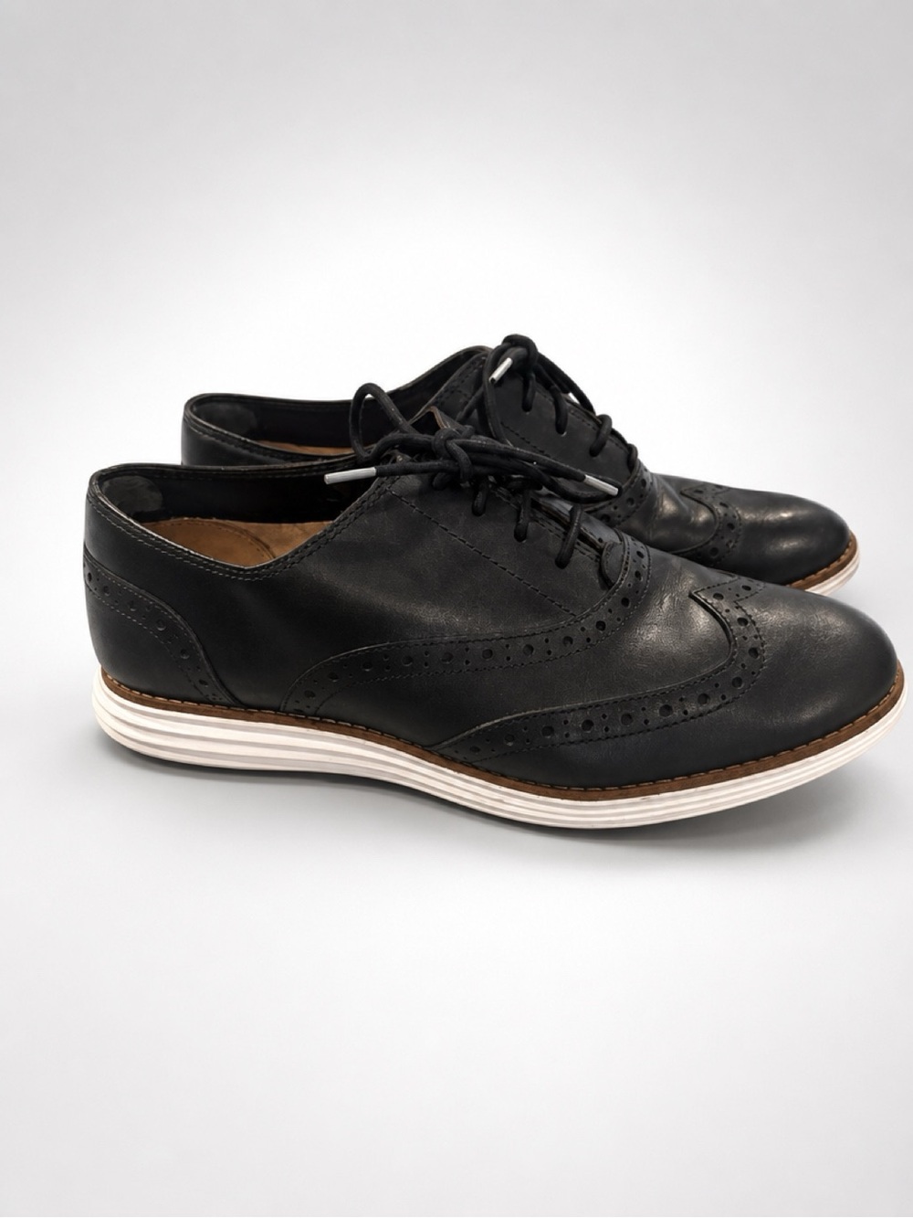 Cole Haan Black Leather Wingtip Oxford Derbys
